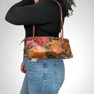 Vintage CHIARINI Floral Leather Shoulder‎ Bag